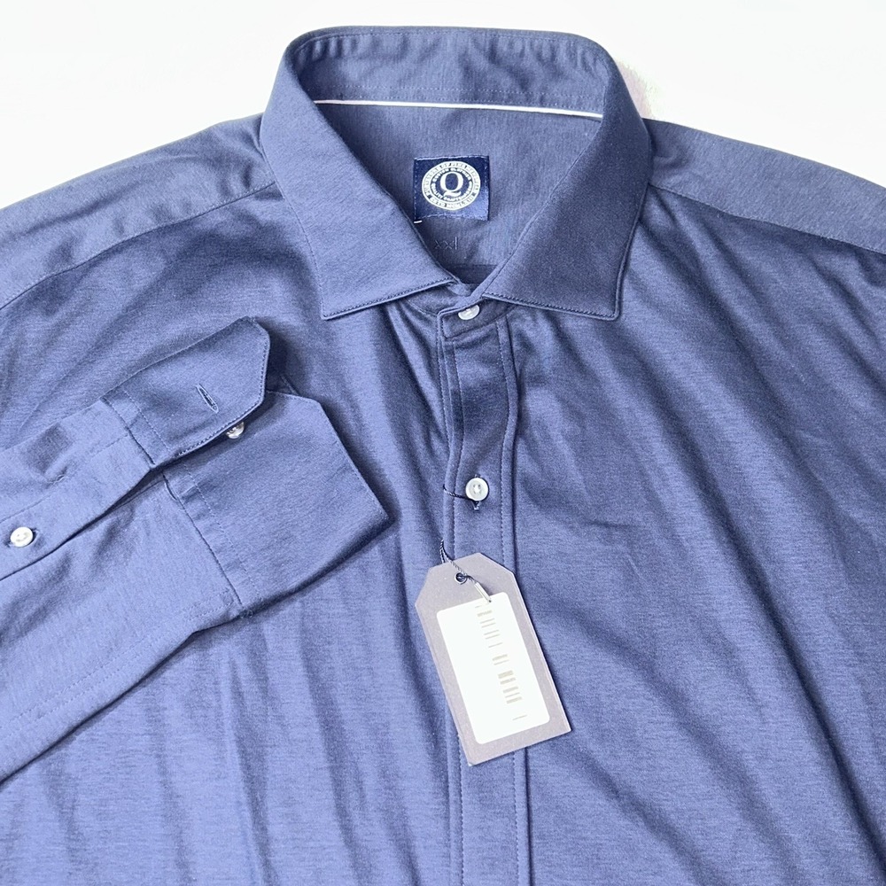Q CLOTHIER Purveyors Of Fine Menswear Long Sleeve Cotton Button Shirt Navy XXL